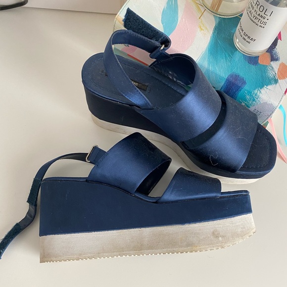 Zara Blue Wedges - Picture 1 of 2